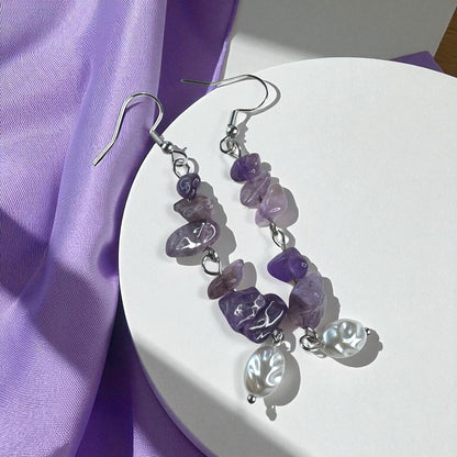  Boho Chic Purple Beaded Dangle Earrings – Lightweight Elegance!