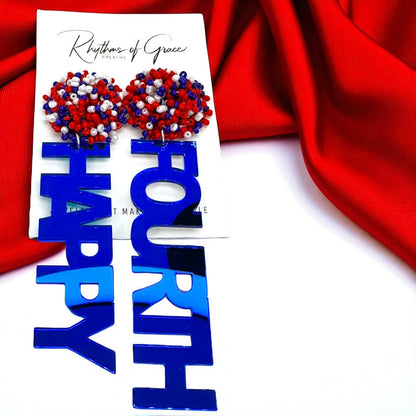 Patriotic Red White and Blue Dangle Earrings - Perfect for Fourth of July!