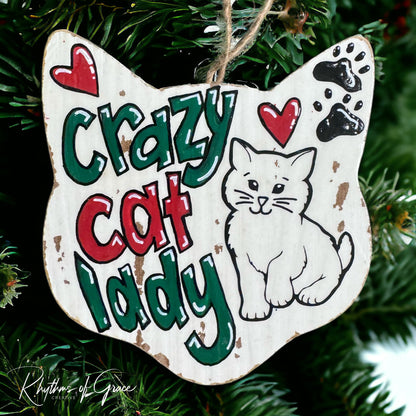 Pawsitively Purr-fect Handprinted Crazy Cat Lady Ornament