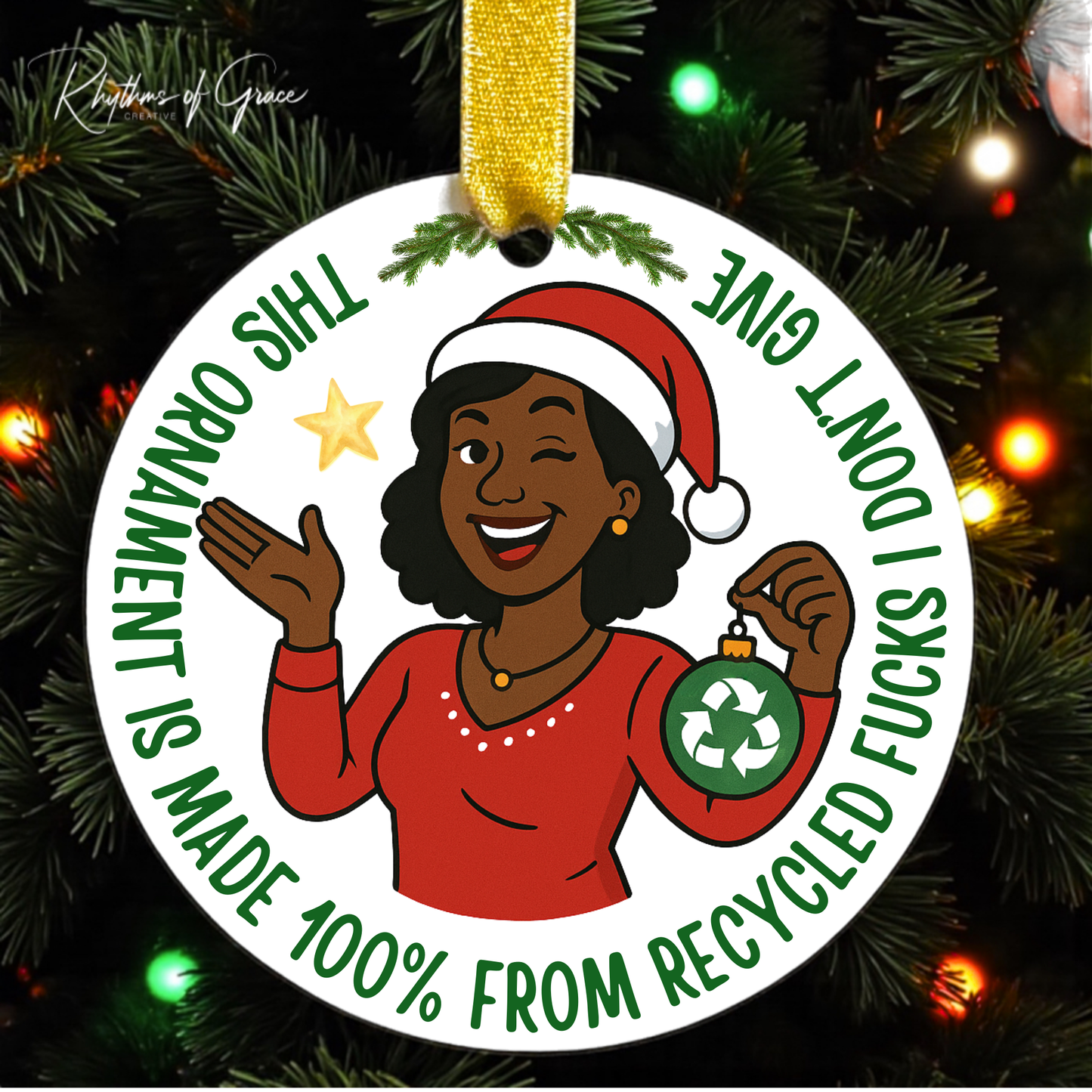 Funny “Recycled Fucks I Don’t Give” Ornament | Adult Humor Xmas Gift