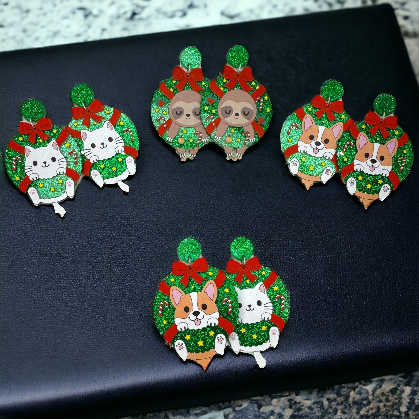 Deck the Halls and Yourself with Christmas Wreath Earrings! 🐾🎄