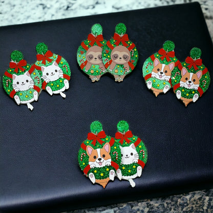 Deck the Halls and Yourself with Christmas Wreath Earrings! 🐾🎄