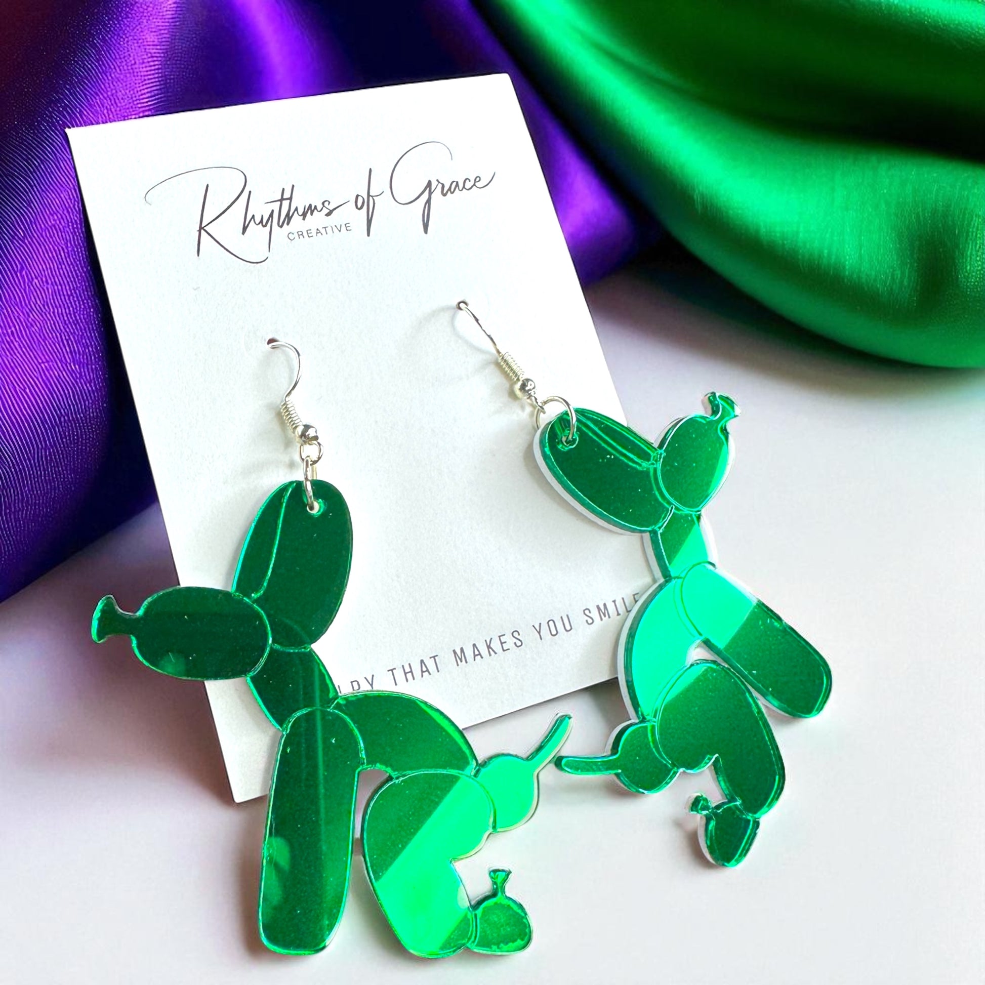 Paw-sitively Fun Mardi Gras Balloon Dog Earrings – Pooping Playfulness in Every Color! - Rhythms of Grace Creative