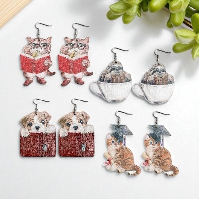Back to School Animal Teacher Earrings – Cat, Dog, Sloth & Grad Designs | Fun Teacher Accessories - Rhythms of Grace Creative