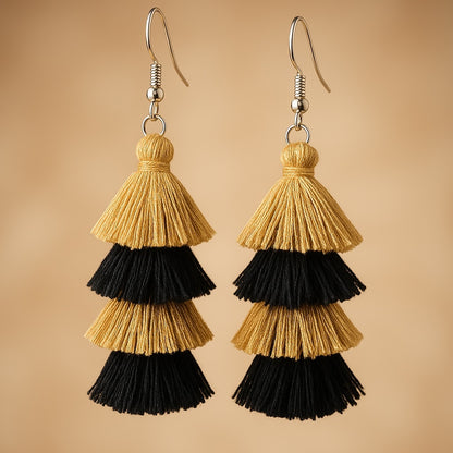 Step Up Your Style: Chic Black & Gold Tassel Earrings for Every Occasion!