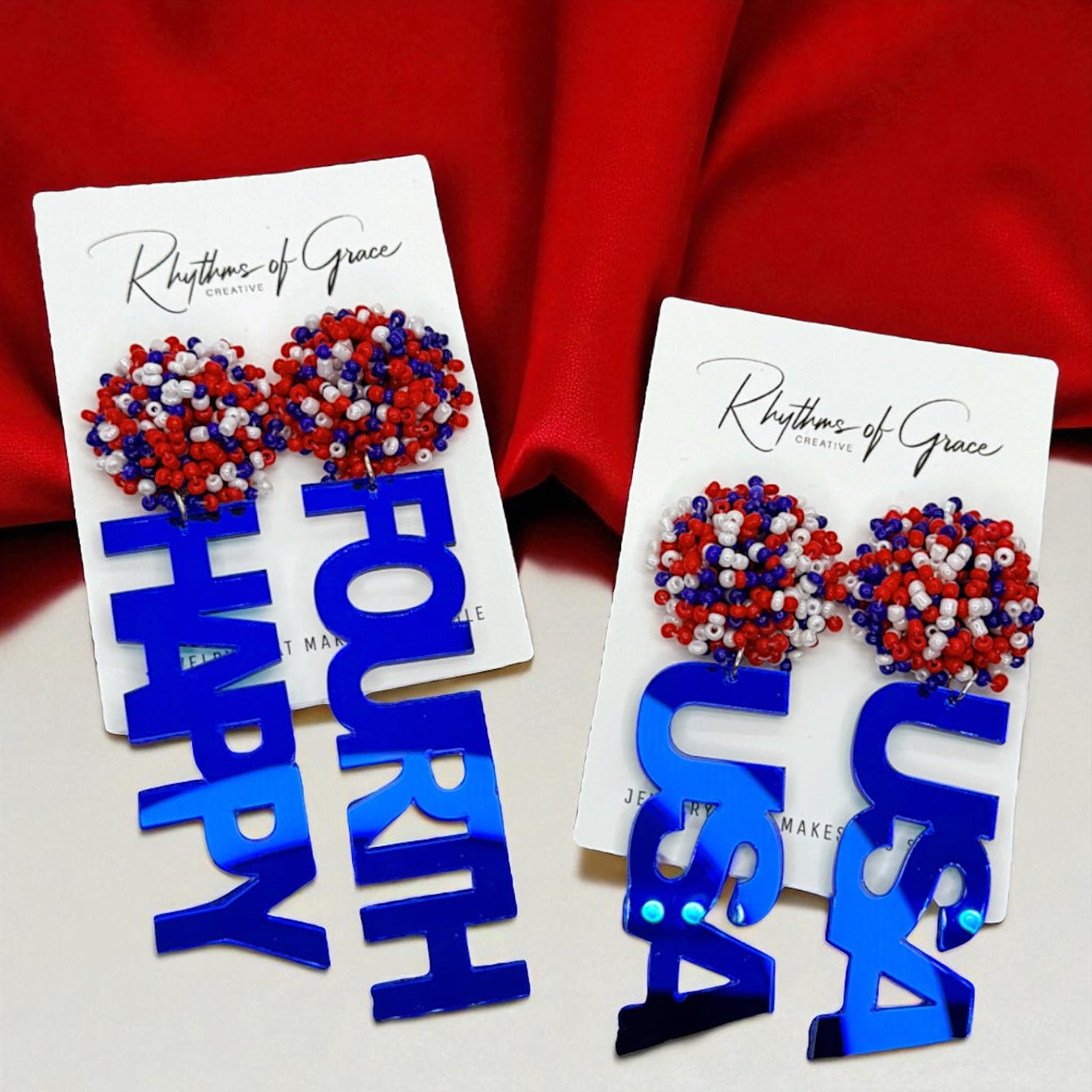 Patriotic Red White and Blue Dangle Earrings - Perfect for Fourth of July!