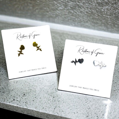 Heartbeat Studs: Dainty Elegance for Life & Love in Gold or Silver!