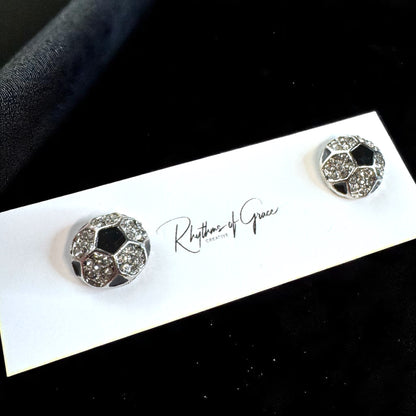 Score Big with Sparkle! Rhinestone Sports Stud Earrings
