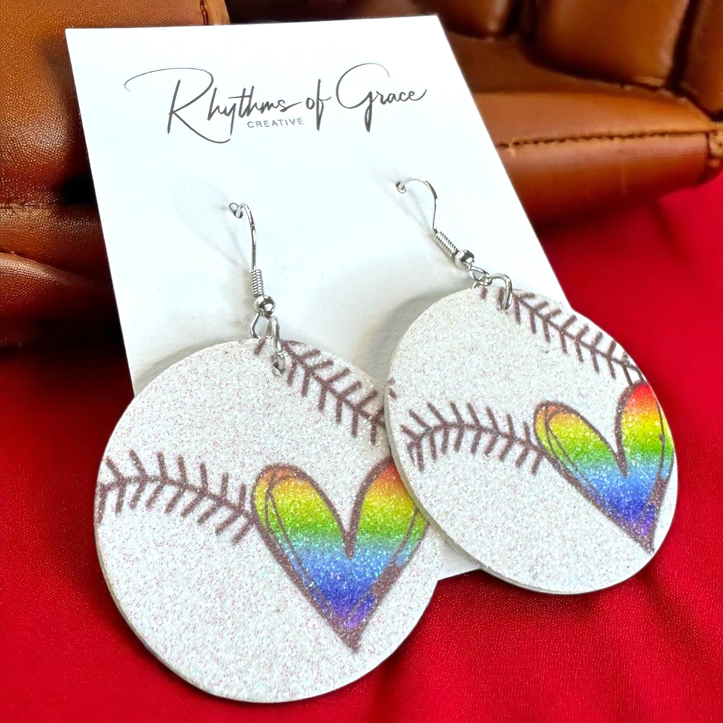 Swing into Style with Our Rainbow Heart Baseball Dangle Earrings! ⚾️🏳️‍🌈