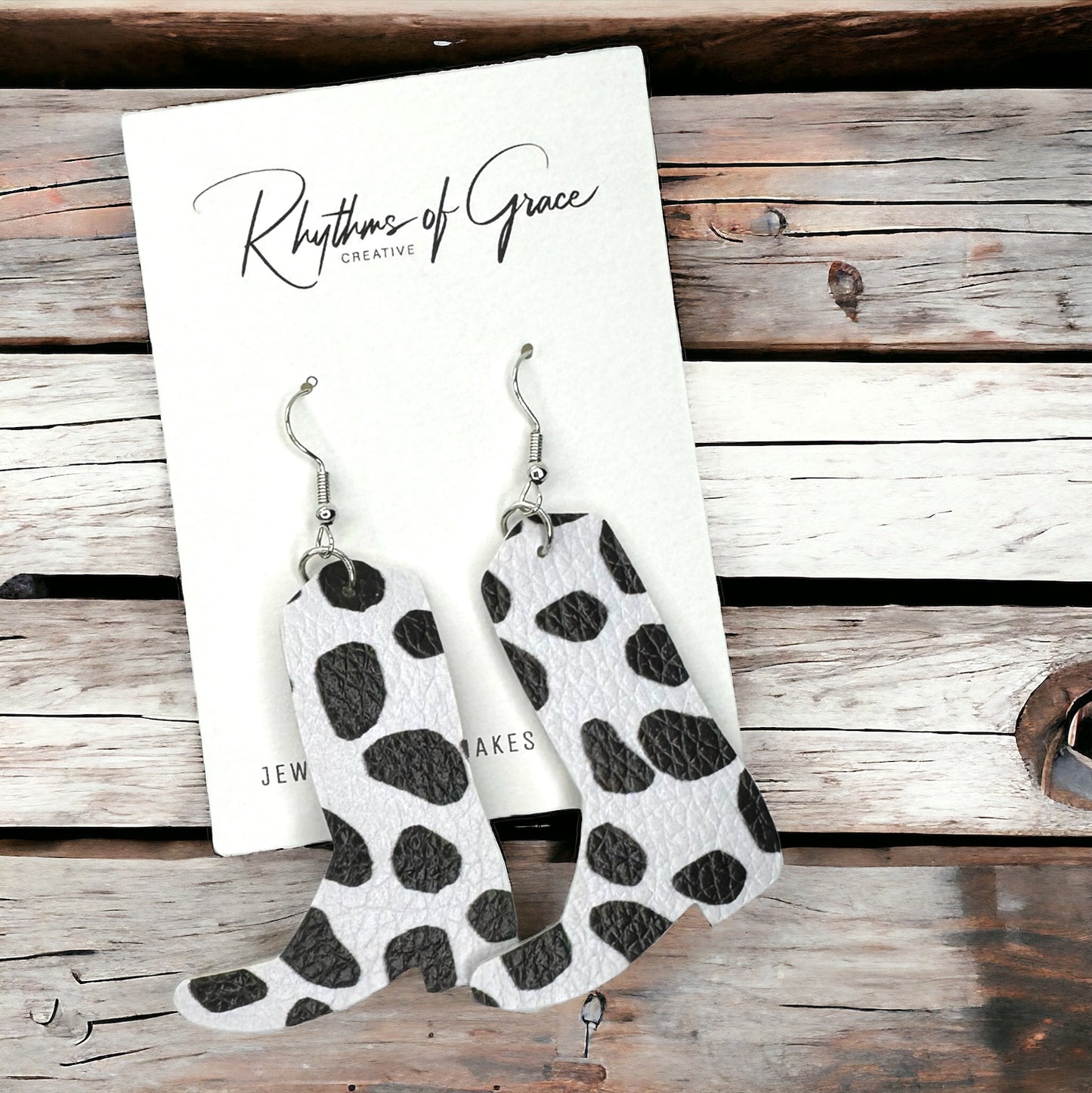 Western Chic Cow Print Boot Dangle Earrings - Unique Fashion Statement
