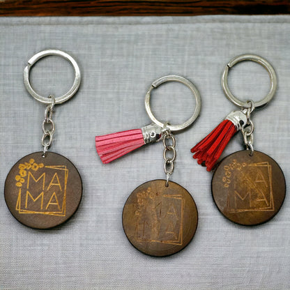 Rustic Wooden Mom Key Chain