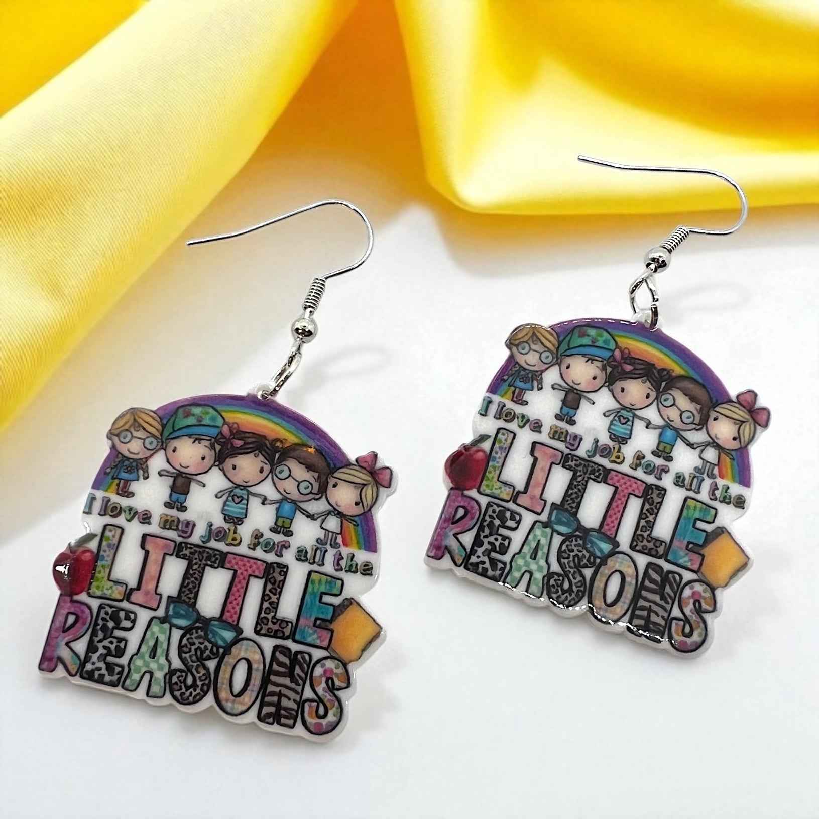 ABC’s & Sunshine: Colorful Daycare Teacher Earrings for Preschool Vibes