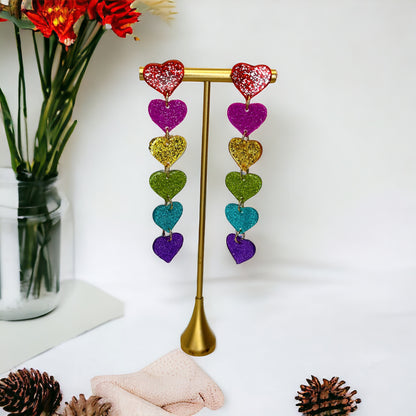 Rainbow Heart Earrings - Dazzle & Delight! 🌈
