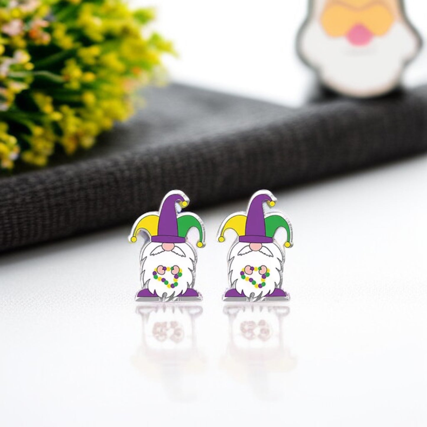 Celebrate Mardi Gras in Style with Gnome Stud Earrings!