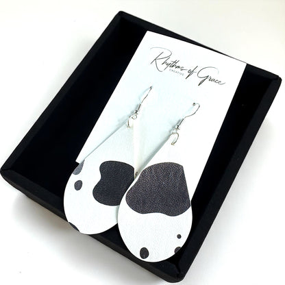 Stylishly Chic Cow Print Teardrop Earrings – Perfect for Everyday