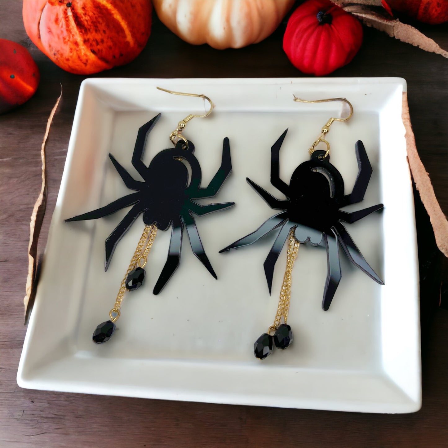 Spider Earrings - Halloween Jewelry, Spider Queen, Halloween Accessories, Trick or Treat, Halloween Costume - Rhythms of Grace Creative