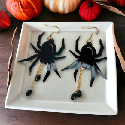 Spider Earrings - Halloween Jewelry, Spider Queen, Halloween Accessories, Trick or Treat, Halloween Costume - Rhythms of Grace Creative