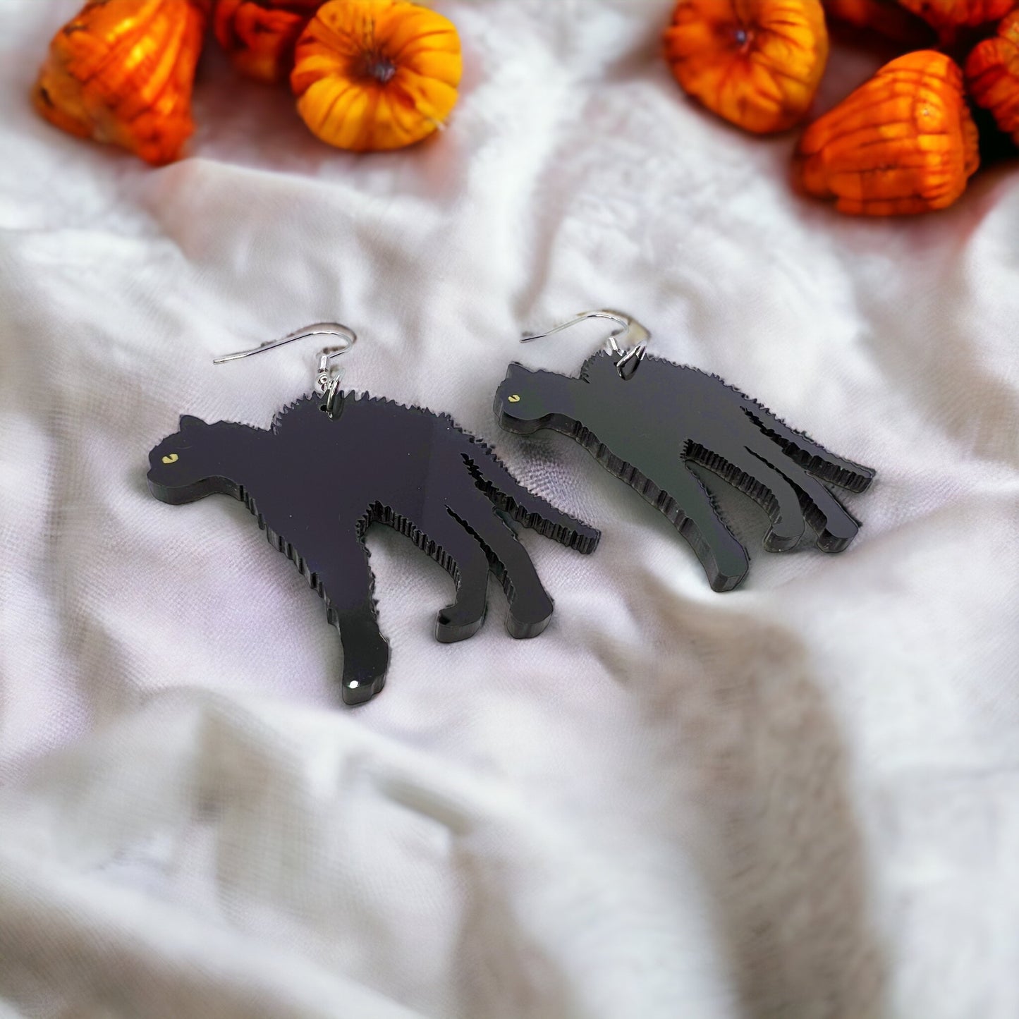 Black Cat Earrings - Halloween Earrings, Superstition, Cat Jewelry, Black Cat - Rhythms of Grace Creative