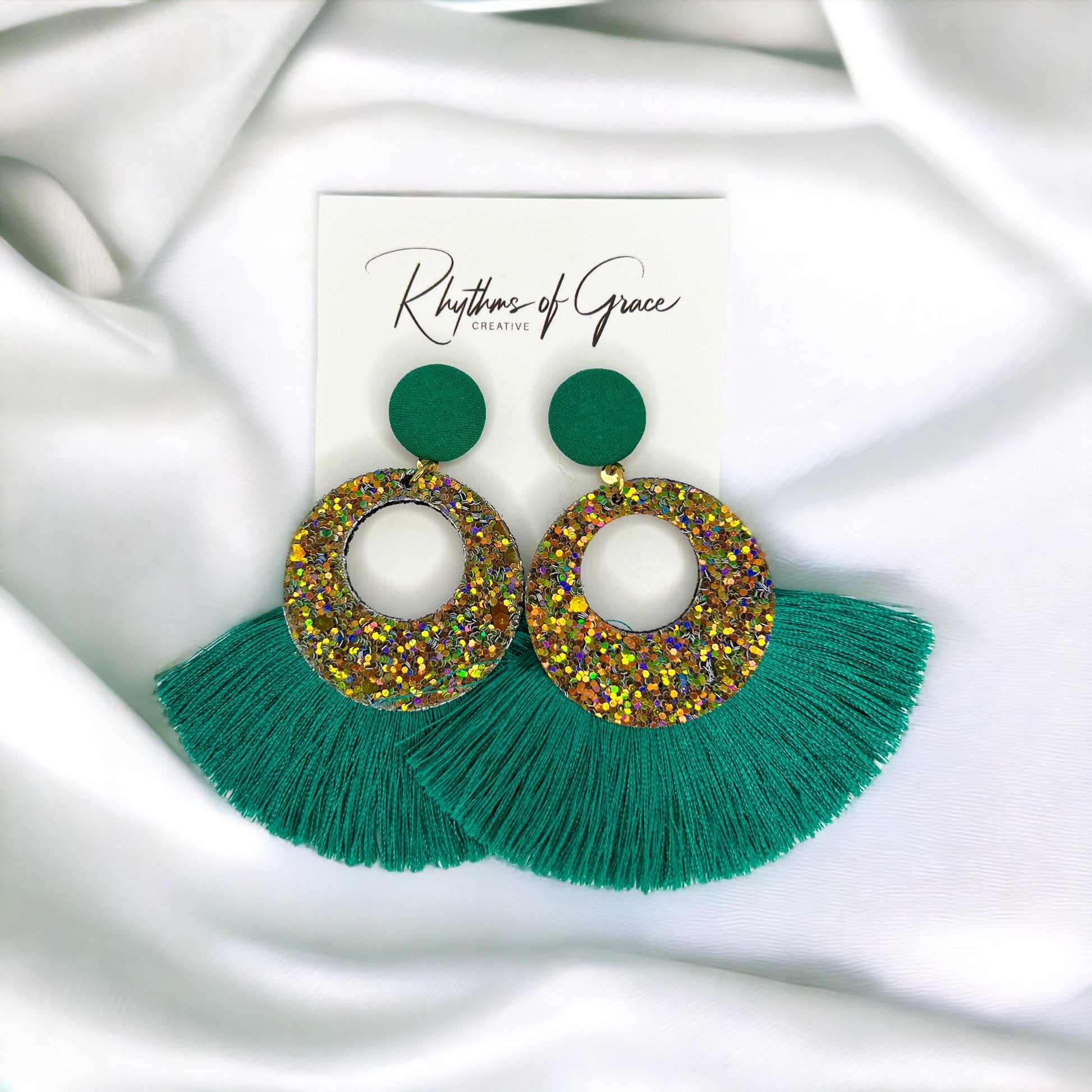 Get Your Sparkle On: Dazzling Green Glitter Fringe Earrings! - Rhythms of Grace Creative