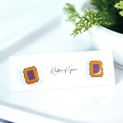 Central Perk Chic: FRIENDS-Themed Stud Earrings in Three Fun Colors!