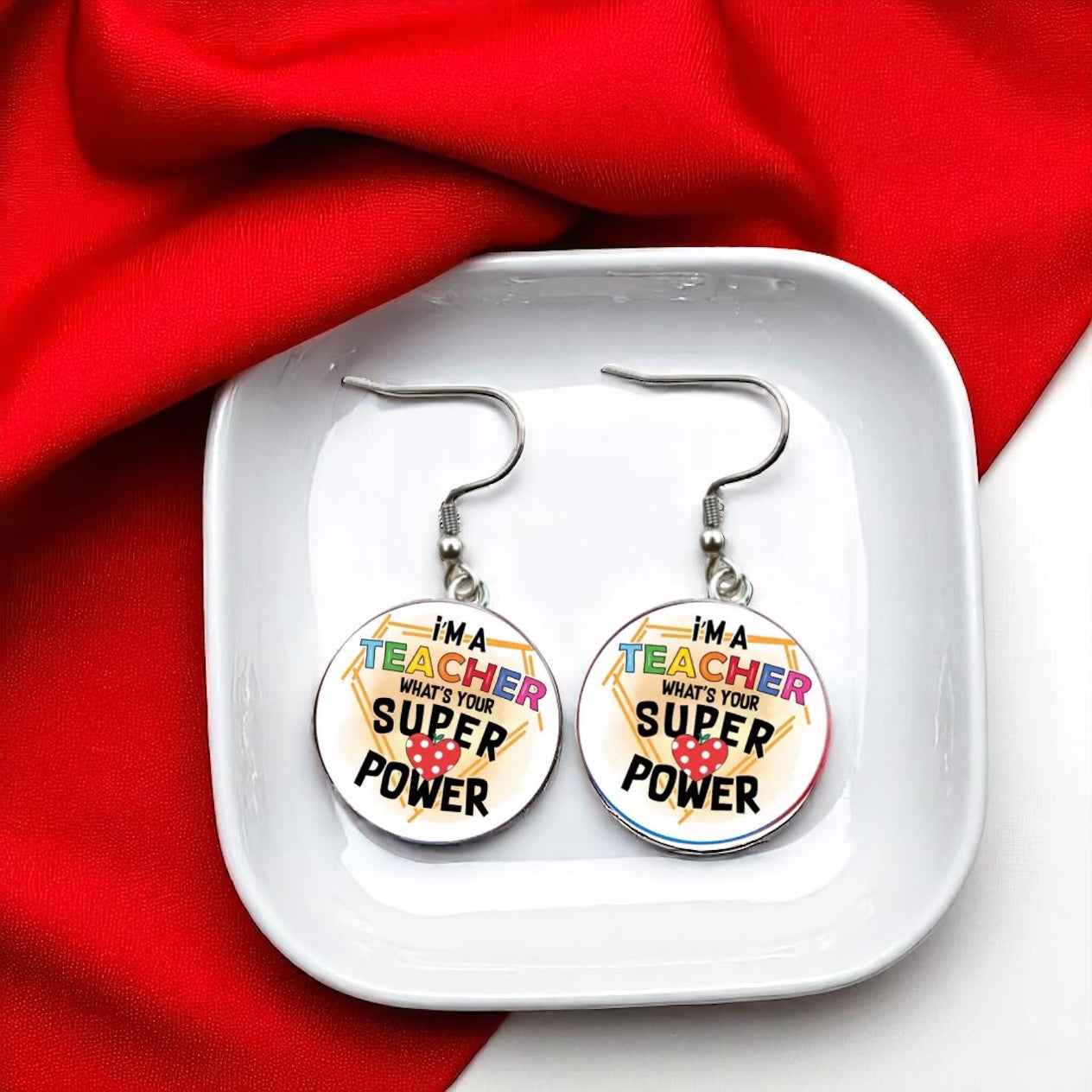Inspire & Shine with Teacher Cabochon Dangle Earrings!