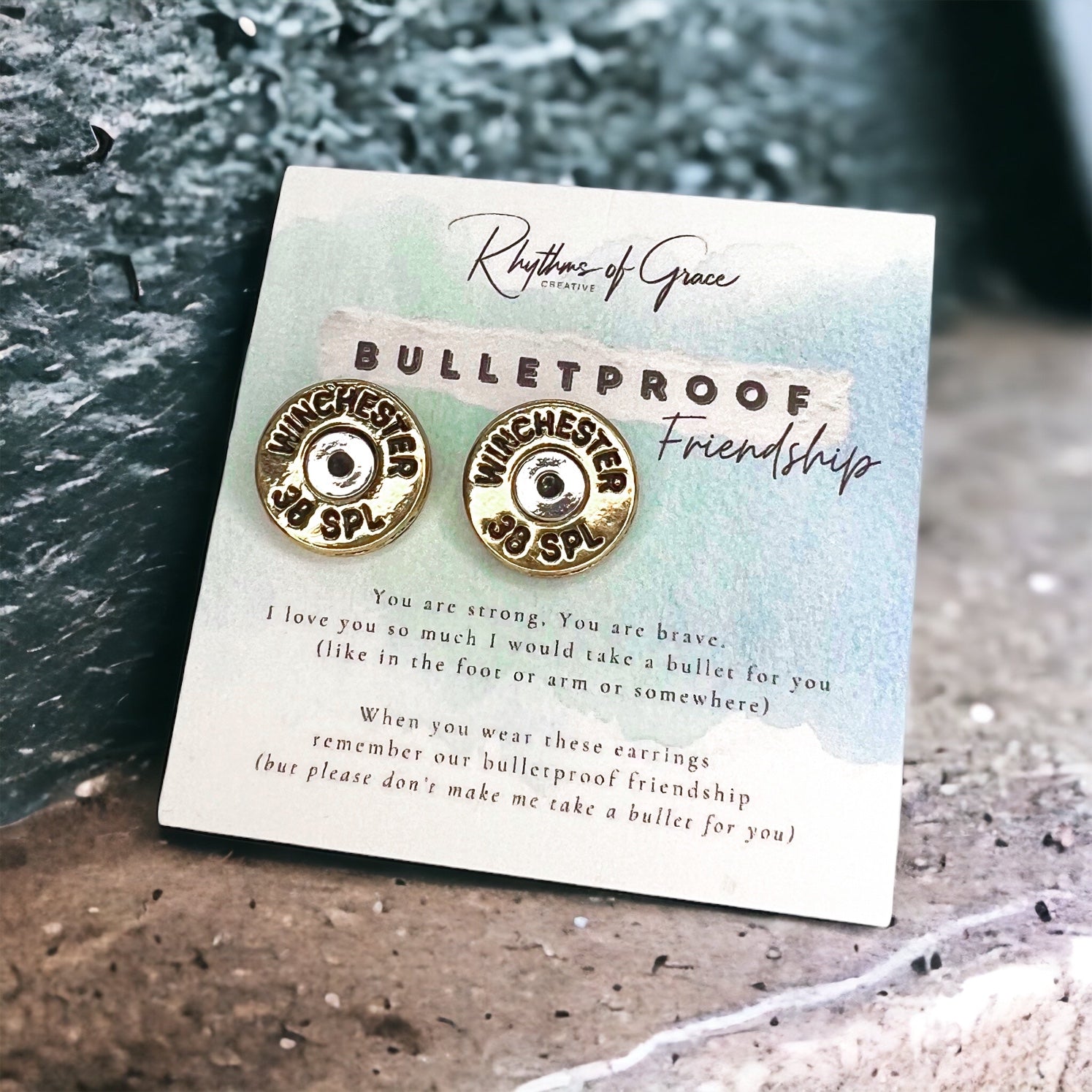 Bulletproof Friendship Earrrings - Bullet Studs, Friendship Gift, Bullet Earrings, Friendship Earrings - Rhythms of Grace Creative