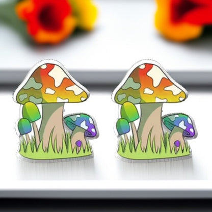 Enchanting Mushroom Stud Earrings: Two Whimsical Styles for a Magical Touch