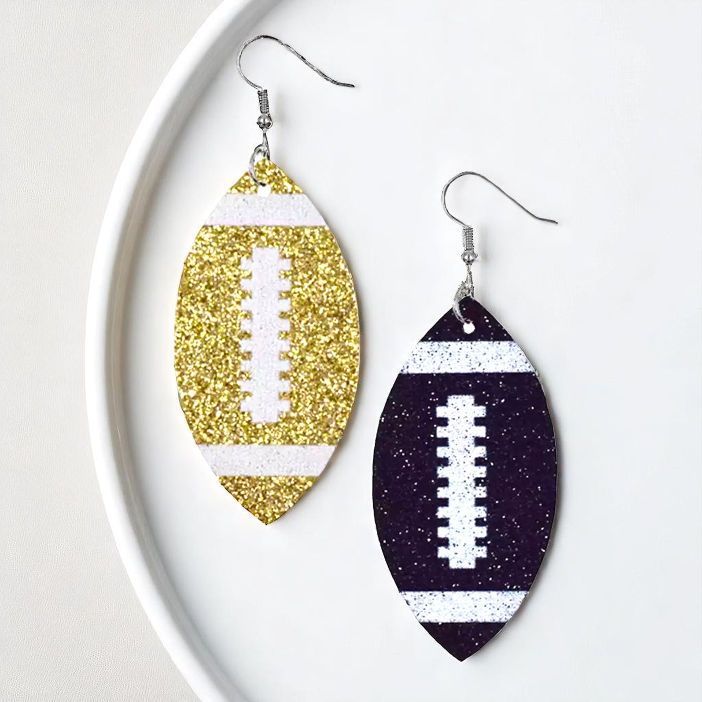 Score Big with Sparkle! Glitter Football Dangle Earrings 🏈