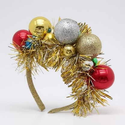 Ho Ho Ho-liday Glam: Red & Green Christmas Ornament Headband!
