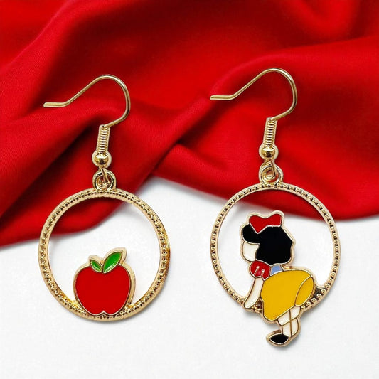 Fairytale Charm: Snow White & Poison Apple Mismatched Earrings 🍎✨