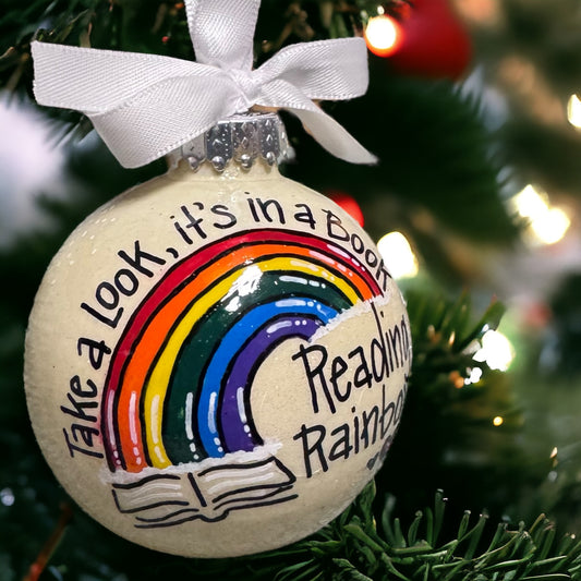 Christmas Ornament: 80’s Reading - Hand-Painted Vintage Book Lover's Christmas Decoration!