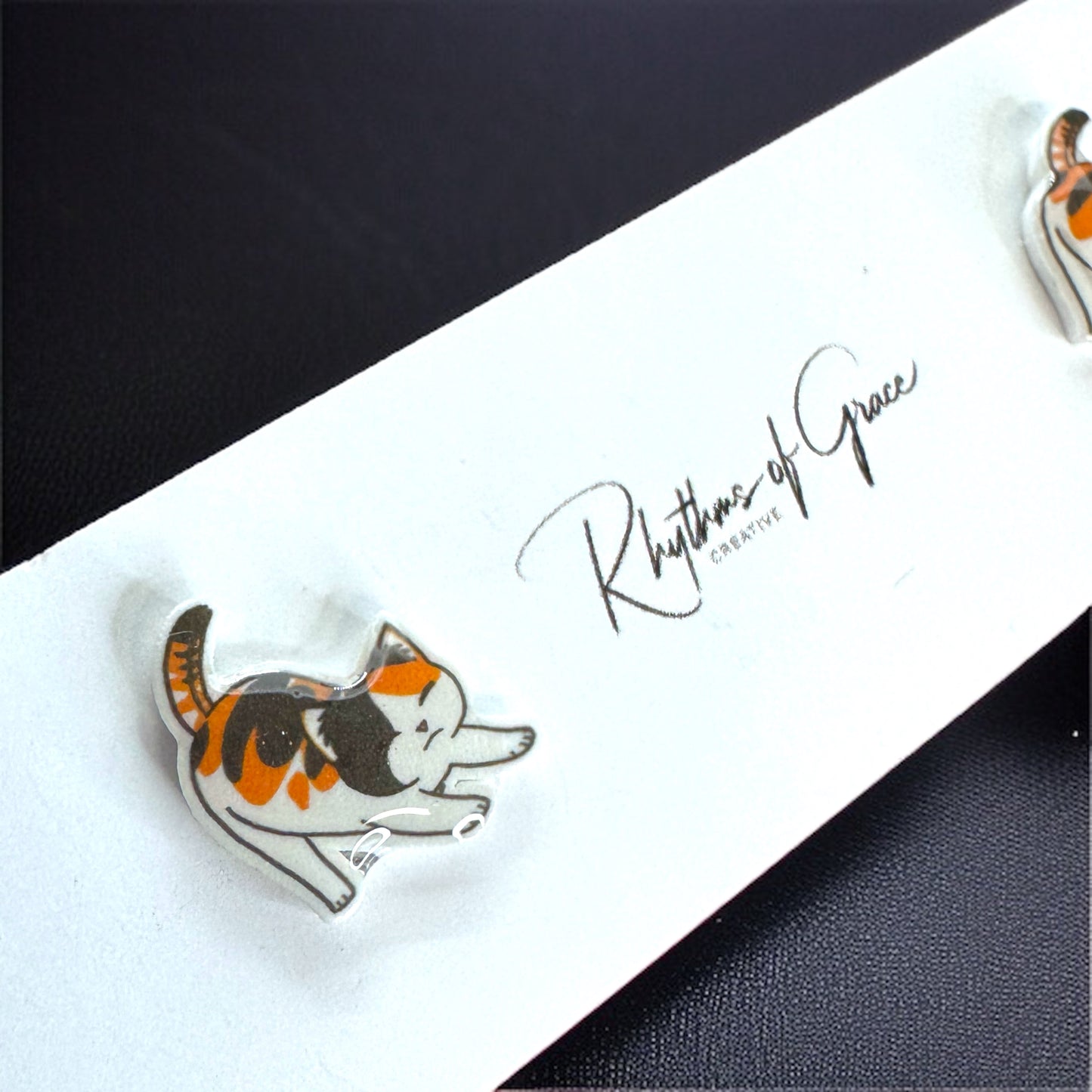 Purr-fectly Charming Calico Cat Stud Earrings 🐾