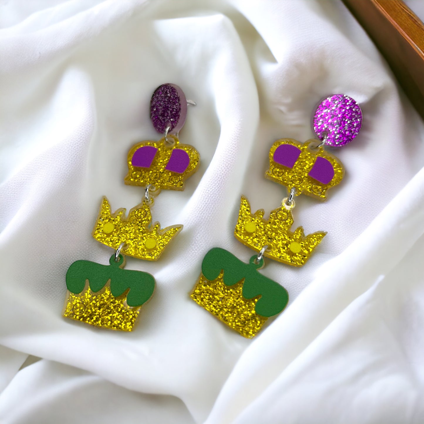 Mardi Gras Crown Dangle Earrings – Celebrate Like Royalty! - Rhythms of Grace Creative