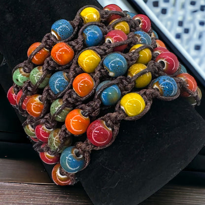 Vibrant Vibes: Adjustable Boho Chic Glass Beaded Bracelet!