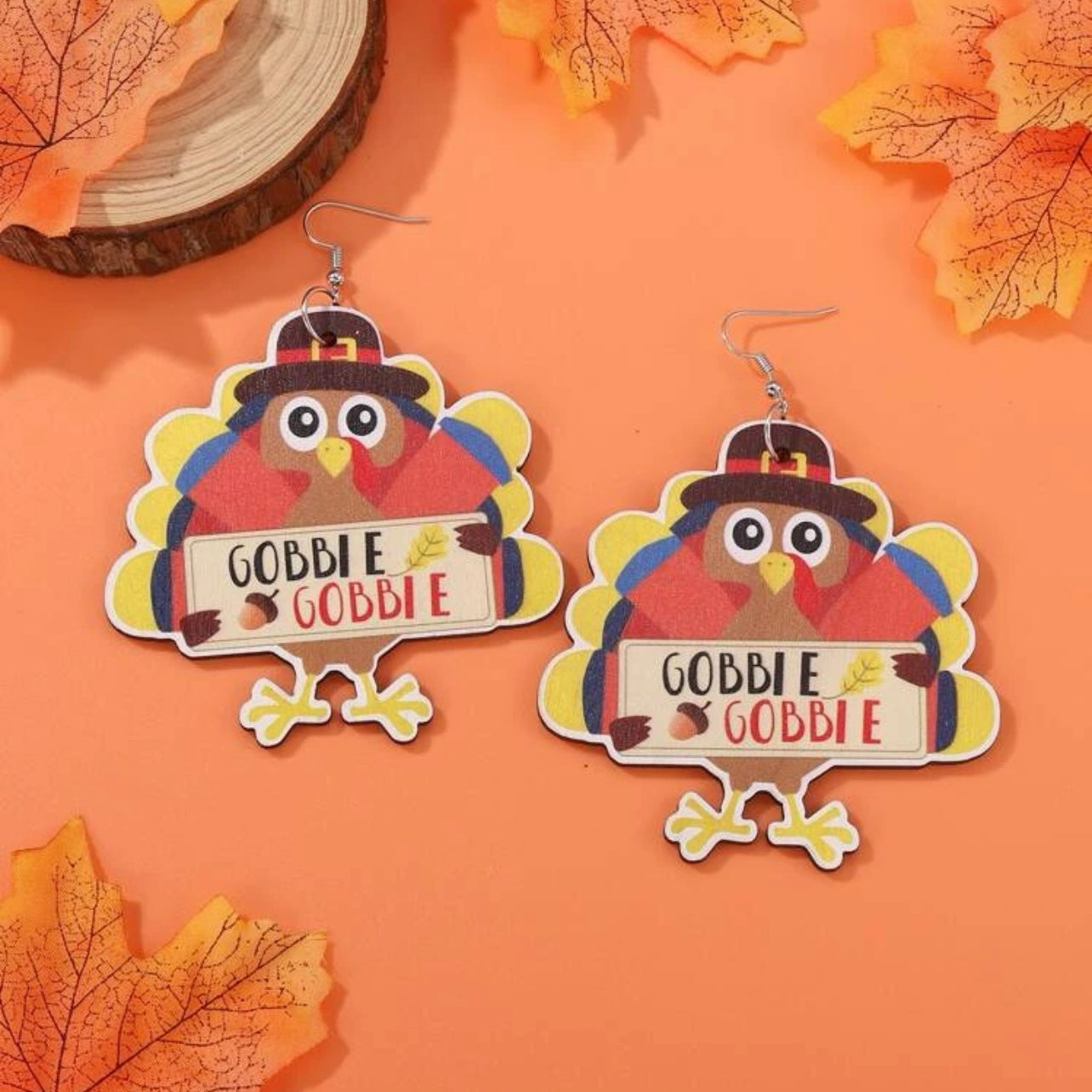 Turkey Earrings - Thanksgiving Earrings, Thanksgiving Accessories, Turkey Trot, Thanksgiving Turkey Earrings - Rhythms of Grace Creative