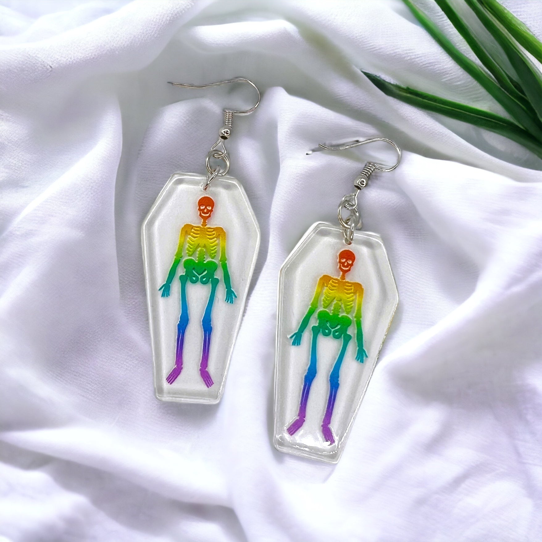 Pride Meets Punk – Rainbow Skeleton Dangle Earrings - Rhythms of Grace Creative