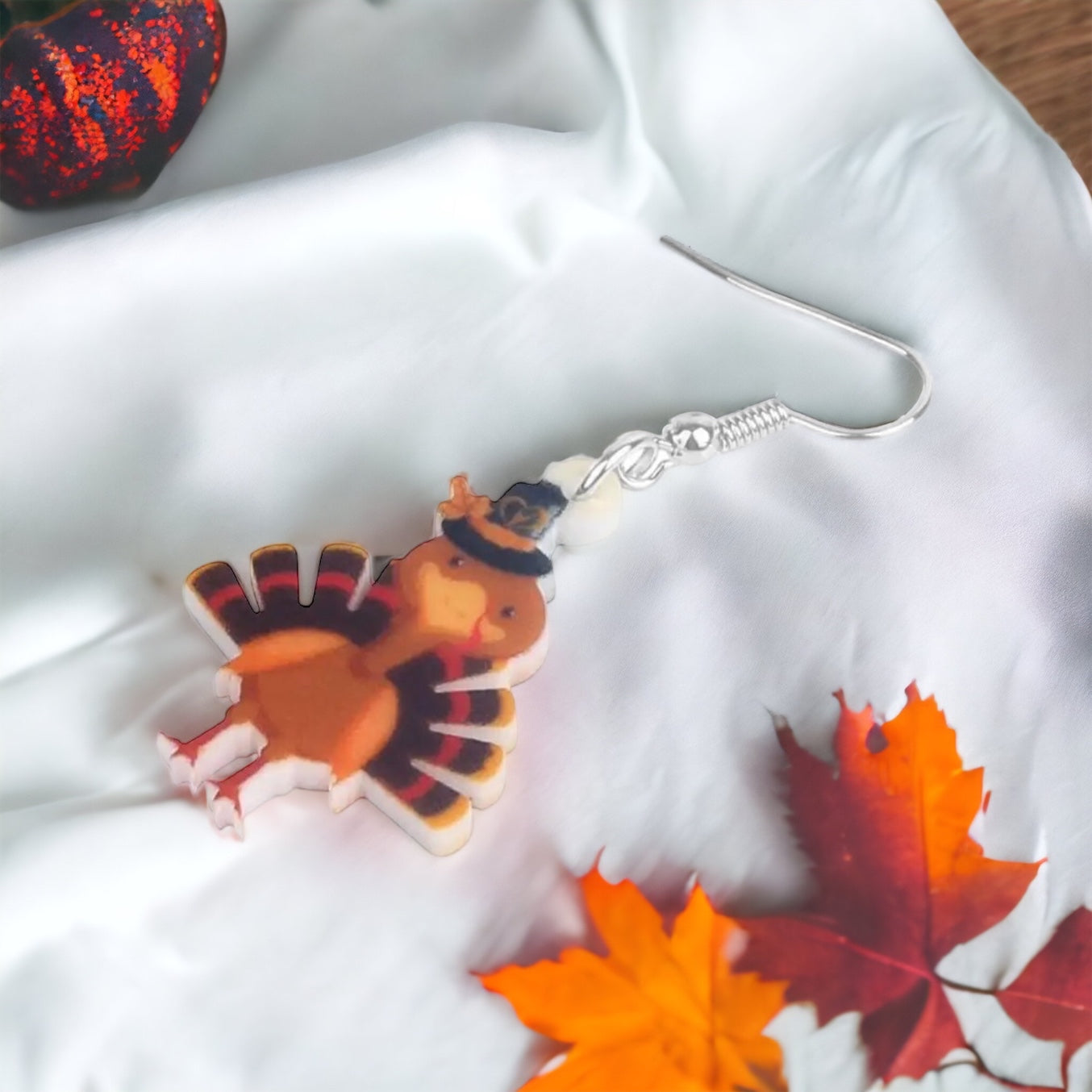 Turkey Earrings - Thanksgiving Earrings, Thanksgiving Accessories, Turkey Trot, Thanksgiving Turkey Earrings - Rhythms of Grace Creative