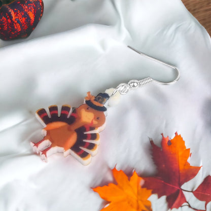 Turkey Earrings - Thanksgiving Earrings, Thanksgiving Accessories, Turkey Trot, Thanksgiving Turkey Earrings - Rhythms of Grace Creative