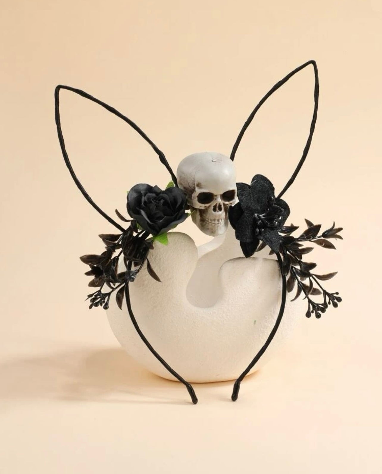 Halloween Headband - Handmade Headpiece, Halloween Headpiece, Skull Bow, Skull Headpiece - Rhythms of Grace Creative