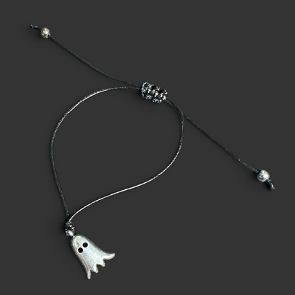 Spellbinding Halloween Wish Bracelet with Silver Ghost Charm! 👻