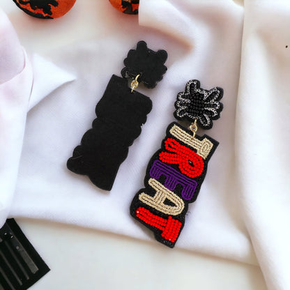 Trick or Treat Earrings - Halloween Earrings, Beaded Earrings, Spooky Vibes, Halloween Earrings, Halloween Costume, Beaded Halloween - Rhythms of Grace Creative