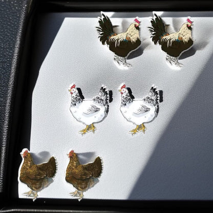 Cluck-tastic Chicken Stud Earrings – Three Charming Styles!