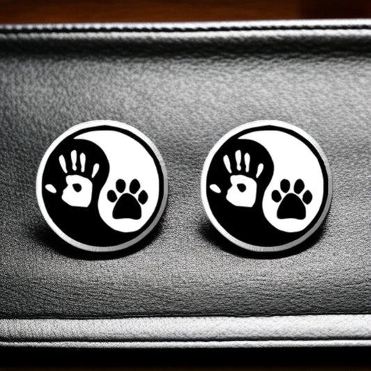 Yin Yang Harmony: Human Hand & Dog Paw Stud Earrings