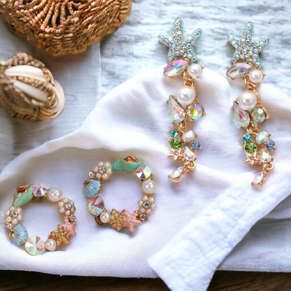 Seashell Sparkle: Rhinestone Earrings for Beachy Vibes!