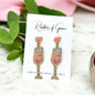 Sparkle & Sip: Wine Glass Earrings - Pink & Green Glam 🍷