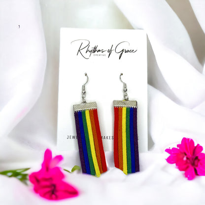 Rainbow Earrings - Rainbows, PRIDE Earrings, Rainbow Fringe, Pride Accessories, LGBTQ, Rainbow Accessories