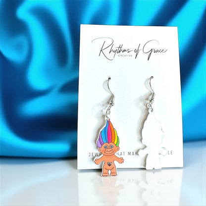 Troll Doll Earrings - A Whimsical Blast from the Past! 🌈 - Rhythms of Grace Creative