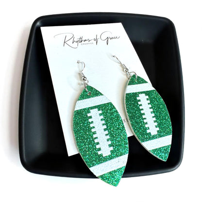 Score Big with Sparkle! Glitter Football Dangle Earrings 🏈