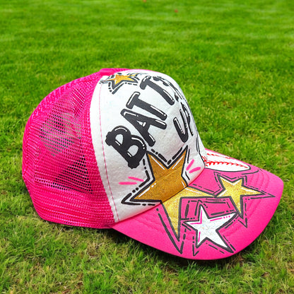 Handpainted Mesh Back Trucker Hat - Score Big with Style! 🎉