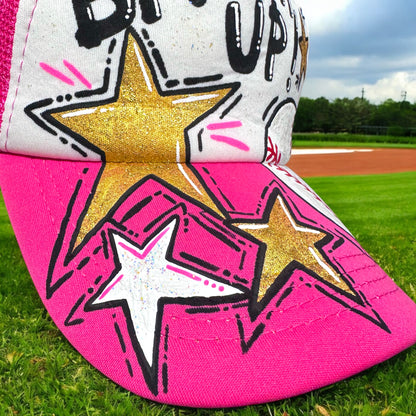 Handpainted Mesh Back Trucker Hat - Score Big with Style! 🎉